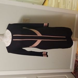 Midi Dress Black/Tan Ribbed